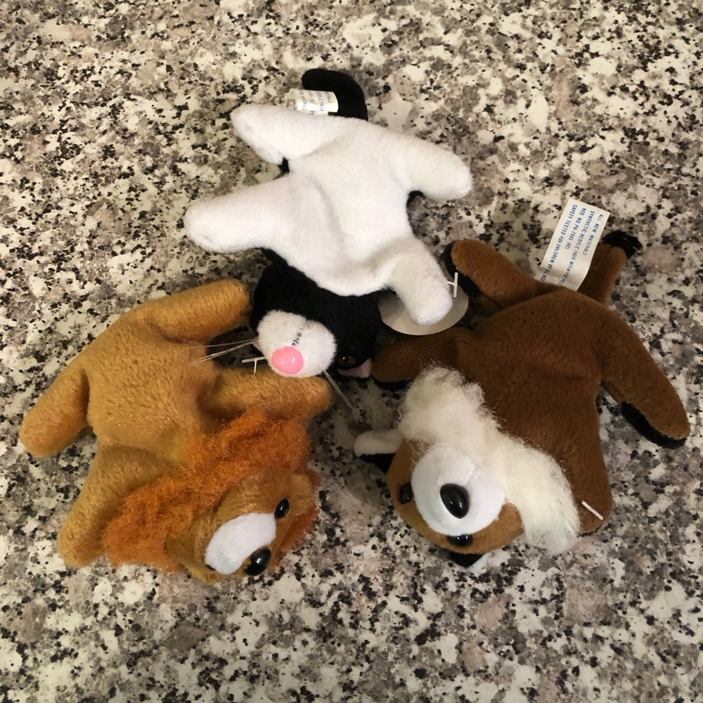 Beanie style plush mini animals bundle of 8 plus 1 jointed bear assorted colors - Picture 4 of 10